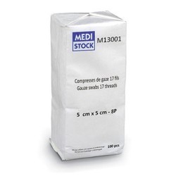 Sterile Gazekompressen 7,5 x 7,5 cm - Medistock - Packung mit 100 Stück