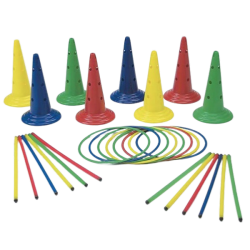 Complete motor skills kit - cones - hoops - sticks - tongs