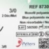 Boite de 36 sutures cutanées FILAPEAU bleu Monofil 90cm 3/0 Aiguille 25mm