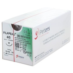 Confezione da 12 suture cutanee blu FILAPEAU Monofil 90cm 4/0 Ago 16mm