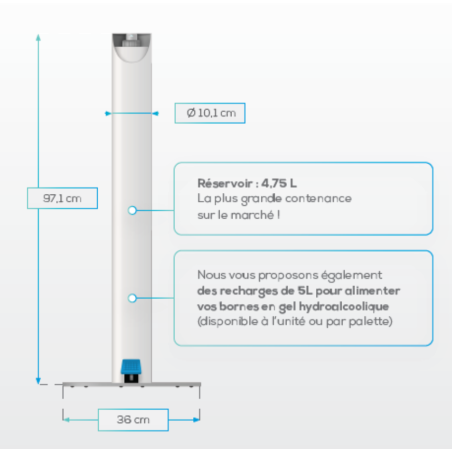 Distributeur CURTIS - Borne de distribution de gels et savons en acier - 4.75L Litres