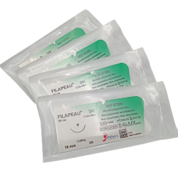Packung mit 12 Hautnähten FILAPEAU blau Monofil 90cm 3/0 Nadel 18mm