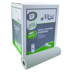 Lenzuolo per visita medica COMFORT, doppio spessore, ovatta goffrata e incollata. Dimensioni 50 cm x 35 cm - Scatola da 9 rotoli