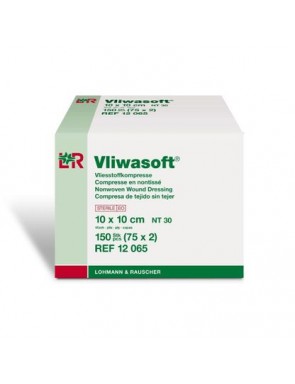 Gaskompressen - L&R - Vliwasoft unsteriles Vliesstoff 10 x 10 cm - Karton mit 150 Stück