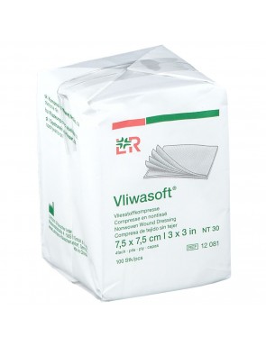 Compresse de gaz - L&R - Vliwasoft non-tissé non stérile de 7,5x7,5 cm - Paquet de 100