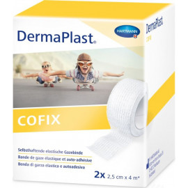 DermaPlast® CoFix Bande auto-adhésive blanche 4 m x 2,5cm, en boîte de 2